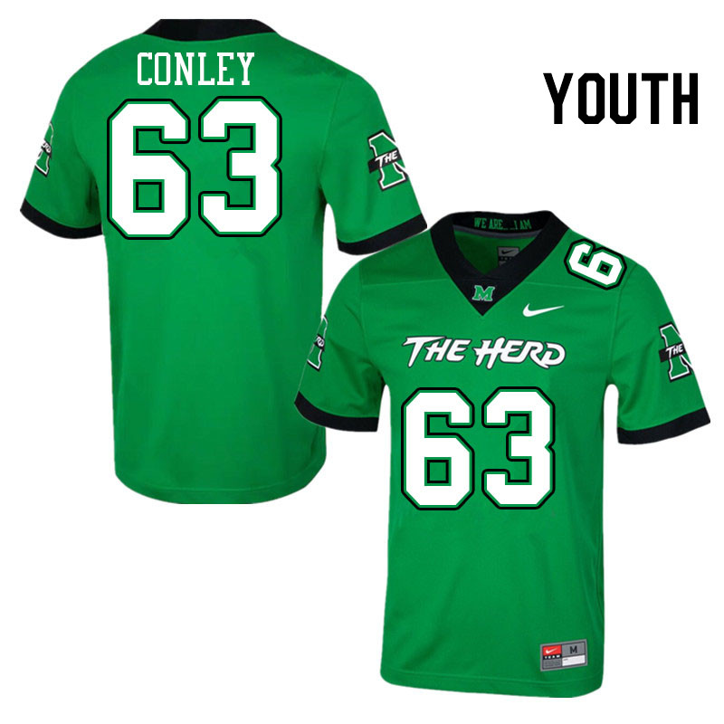 Youth #63 Ayden Conley Marshall Thundering Herd College Football Jerseys Stitched Sale-Green - Click Image to Close